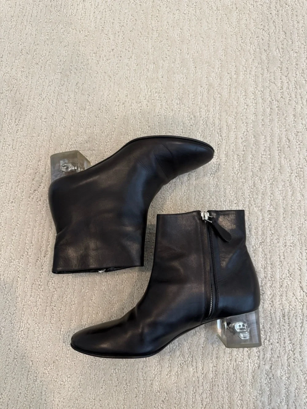 Alexander McQueen leather ankle boot with clear heel skull detail 37